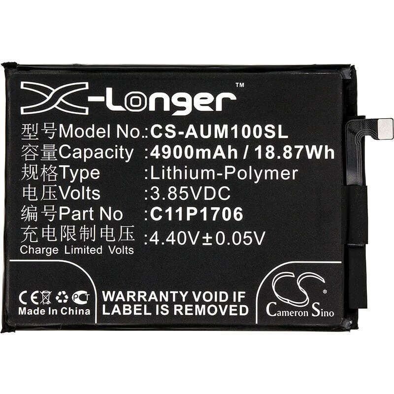 Bateria de polímero de lítio Cameron Sino 5000 mAh para ASUS Zenfone Max Pro M1/M2 (C11P1706, 0B200-02870200, CS-AUM100SL)