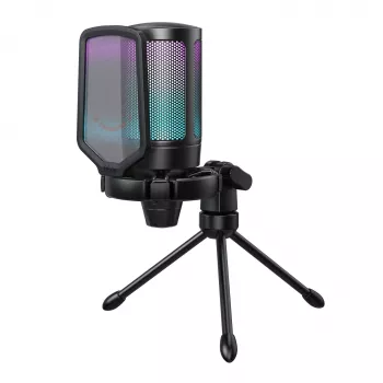 Microfone condensador FIFINE A6V AMPLIGAME RGB USB preto