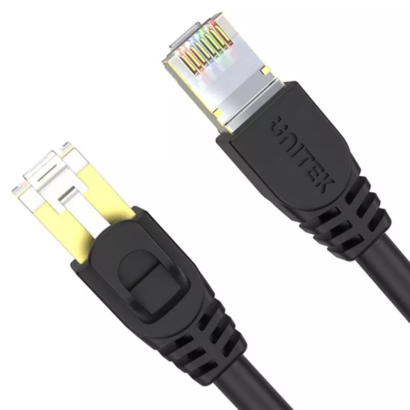 Cabo de rede UNITEK Cat.7 S/FTP 2,0 m, 10 Gbit/s, 600 MHz, fichas RJ45 banhadas a ouro, preto