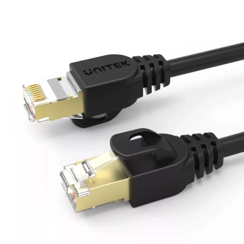 Cabo de rede UNITEK Cat.7 S/FTP 2,0 m, 10 Gbit/s, 600 MHz, fichas RJ45 banhadas a ouro, preto