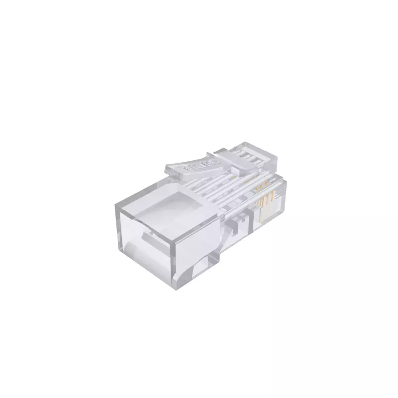 Fichas modulares RJ45 Cat.6 Pass-Through UNITEK pack de 100 (UTP, 23-26AWG, contactos banhados a ouro)