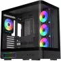 Caixa mid-tower Fortron M581, preta, vidro temperado panorâmico, 4 ventoinhas ARGB