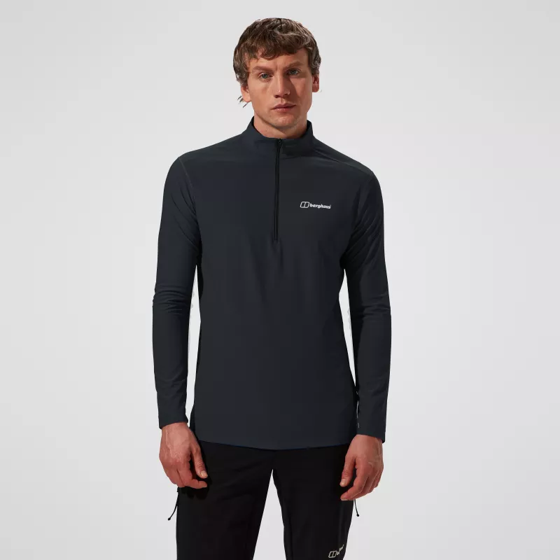 Berghaus 24/7 Tech Tee LS HZ Jet Black Camisola de manga comprida com meio fecho para homem