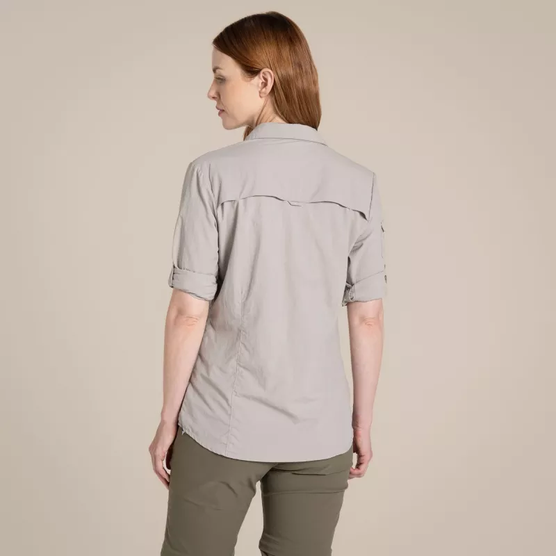 Camisa de viagem Craghoppers NosiLife Adventure LS Shirt III mulher - Soft Mushroom