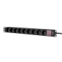 Régua de tomadas Caymon PSR109FS/B 19 polegadas 1U 9 tomadas tipo francês E com cabo de 2,5 m, preto