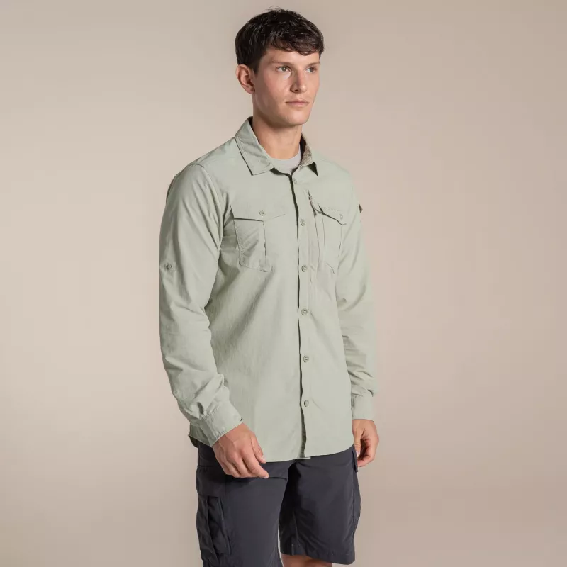 Camisa de manga comprida Craghoppers NosiLife Adventure LS Shirt III - camisa de viagem homem, Bay Leaf, Medium