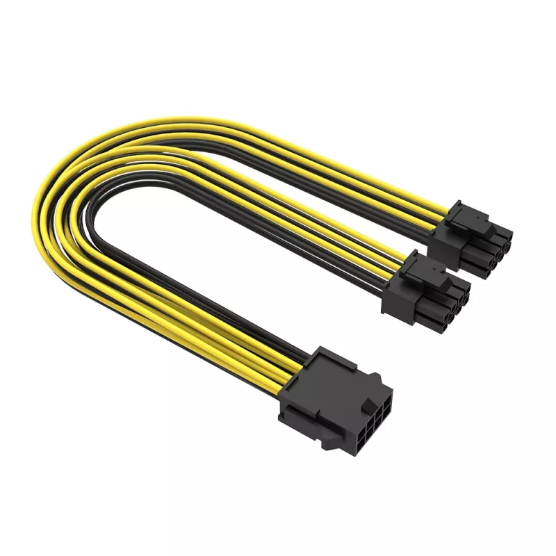 Akasa 6 conjuntos de cabo divisor PCIe para duplo 6+2 pinos - 24 cm