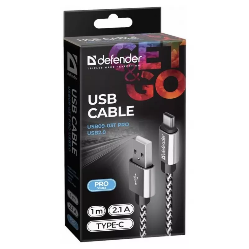 Cabo Defender USB-A para Lightning 1,0m 2,1A branco