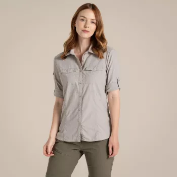 Craghoppers NosiLife Adventure LS Shirt III mulher camisa de viagem - Soft Mushroom, XS