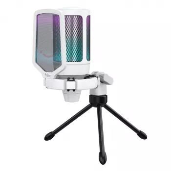 FIFINE A6V AMPLIGAME microfone USB condensador de estúdio RGB, padrão cardioide, branco
