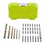 Ryobi RAK38SDD conjunto de 38 peças de brocas e pontas para aparafusar com 24 x pontas de aparafusar 25mm, brocas HSS e para pedra, adaptadores de casquilho, suporte magnético e mala