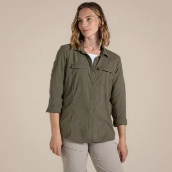 Craghoppers NosiLife Adventure LS Shirt III camisa de manga comprida para mulher com proteção contra insetos, Wild Olive, tamanho M