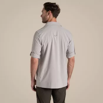 Craghoppers NosiLife Pro camisa de manga comprida V - camisa de viagem para homem, pergaminho, tamanho L