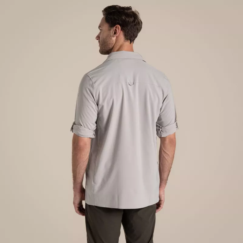 Craghoppers NosiLife Pro camisa de manga comprida V - camisa de viagem para homem, pergaminho, tamanho L