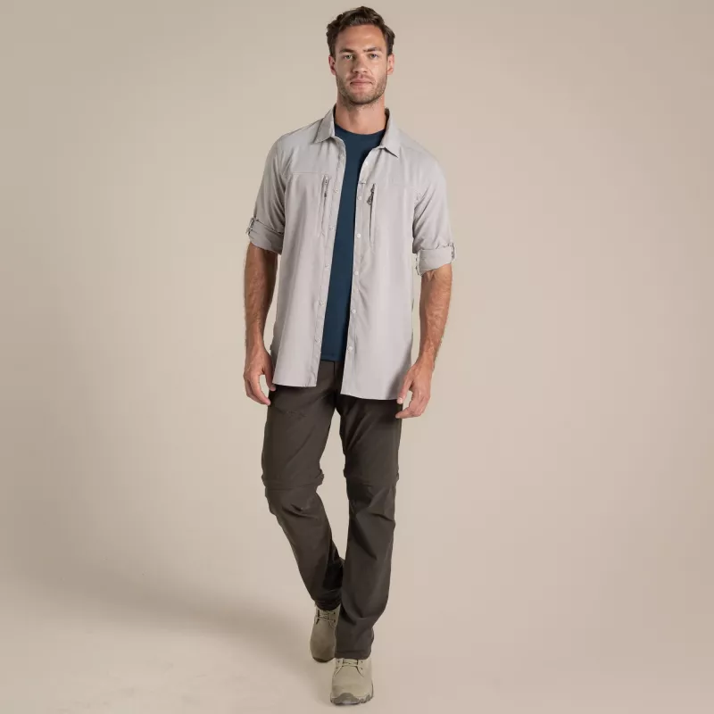 Craghoppers NosiLife Pro camisa de manga comprida V - camisa de viagem para homem, pergaminho, tamanho L
