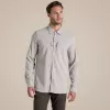 Craghoppers NosiLife Pro camisa de manga comprida V - camisa de viagem para homem, pergaminho, tamanho L