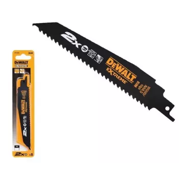 DEWALT DT2314L-QZ Conjunto de lâminas de serra sabre Extreme Bi-Metal, 5 peças, 152 mm, 6-14 TPI, encaixe universal de 1/2 polegada, para madeira com pregos, metal, plástico