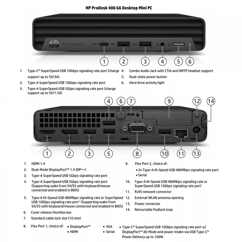 Mini PC HP Renewed Grade A ProDesk 400 G6 – Intel Core i5-10500T, 16GB RAM, 256GB SSD, Intel UHD Graphics 630, Windows 11 Pro