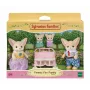 Sylvanian Families família raposa do deserto - conjunto de 4 figuras (pai Ronald, mãe Sharon, filha Allie, bebé Kaya)