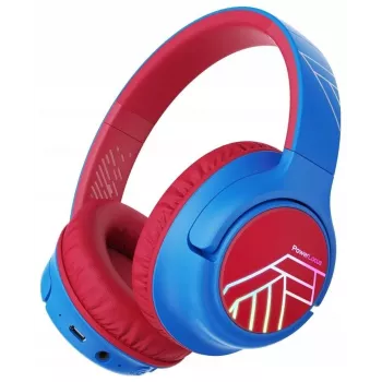 PowerLocus Bobo Kids auscultadores sem fios, LED, AUX, azul/vermelho
