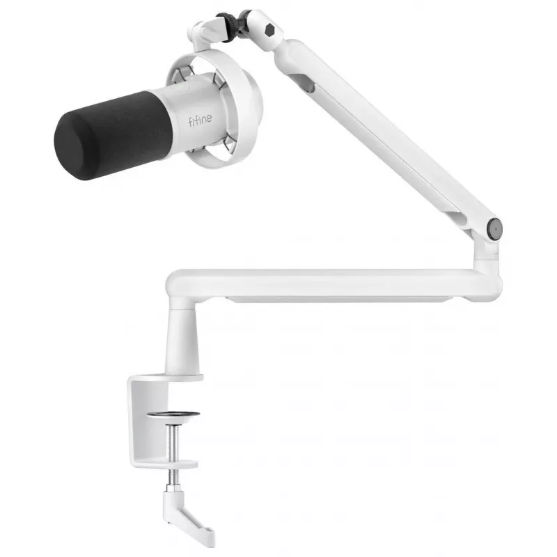 Microfone dinâmico FIFINE T688W com braço articulado, USB/XLR, branco