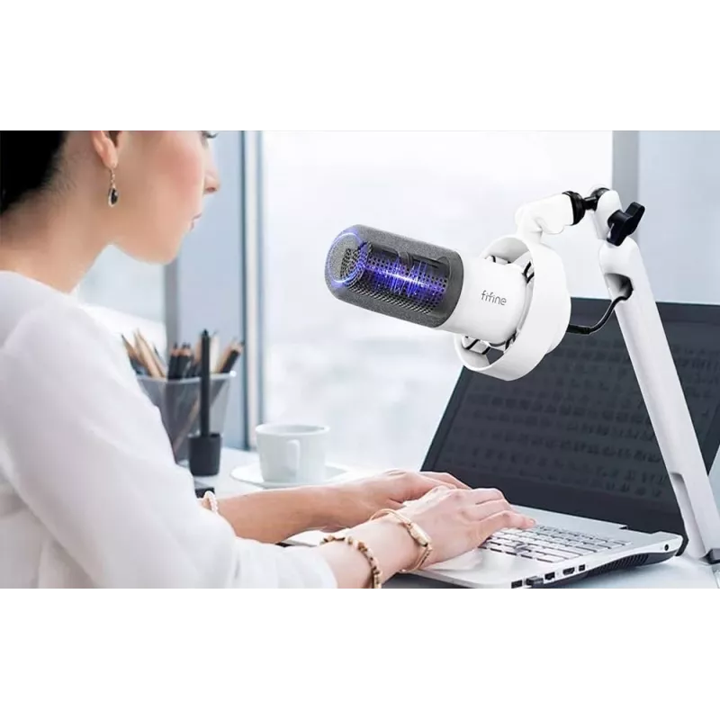 Microfone dinâmico FIFINE T688W com braço articulado, USB/XLR, branco