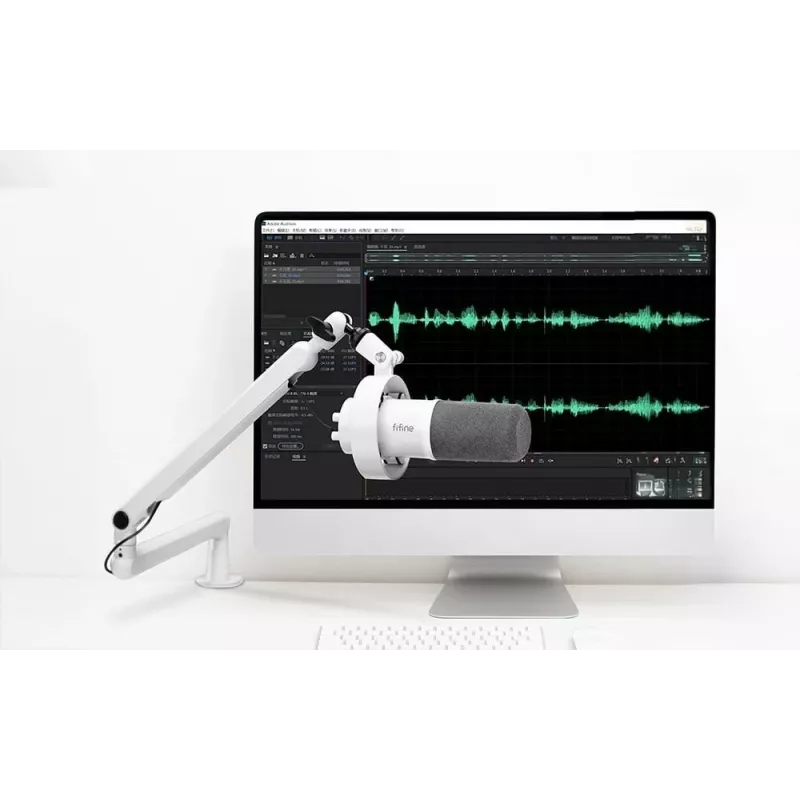 Microfone dinâmico FIFINE T688W com braço articulado, USB/XLR, branco