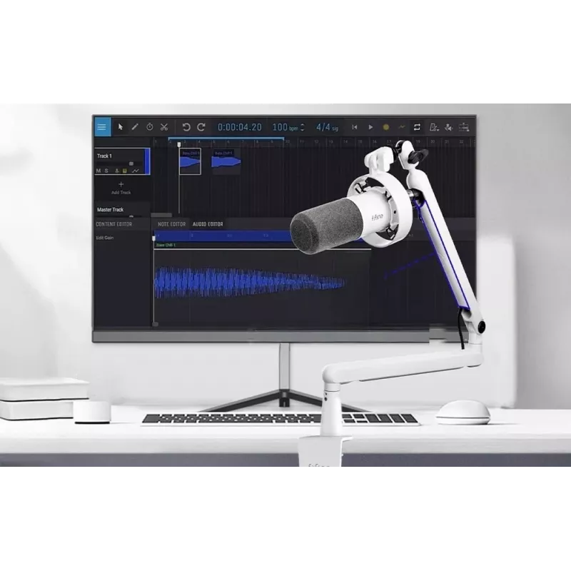 Microfone dinâmico FIFINE T688W com braço articulado, USB/XLR, branco