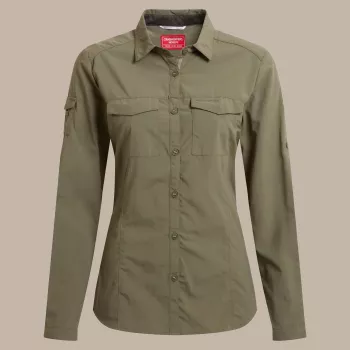 Camisa Craghoppers NosiLife Adventure LS Shirt III mulher - Wild Olive - L