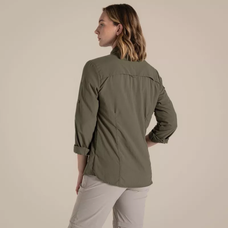 Camisa Craghoppers NosiLife Adventure LS Shirt III mulher - Wild Olive - L