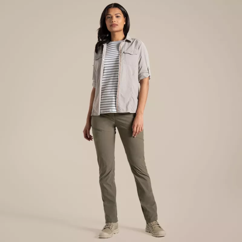 Calças de caminhada Craghoppers NosiLife Pro Trouser III mulher - Wild Olive, tamanho L