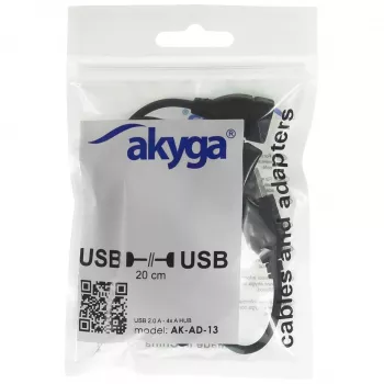 Hub USB 2.0 de 4 portas AKYGA AK-AD-13, preto