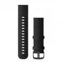 Pulseiras Garmin Quick Release (22 mm) couro preto com ferragens em ardósia escovada