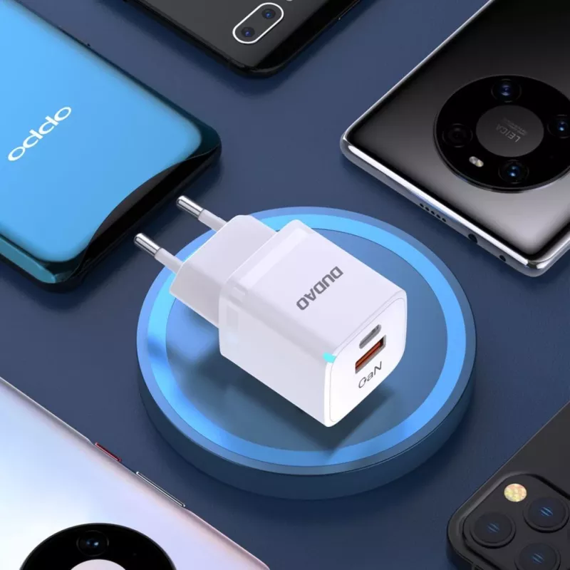 Carregador de parede DUDAO A13Pro EU GaN 33W PPS USB-C/USB - branco
