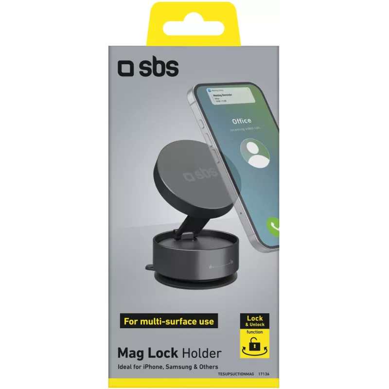 SBS TESUPSUCTIONMAG Suporte de mesa magnético com ventosa para smartphones, preto