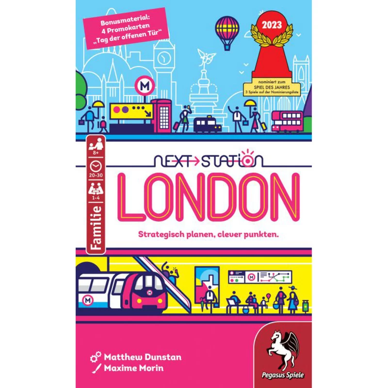 PEGASUS Next Station London – jogo de tabuleiro Flip-and-Write, 1–4 jogadores, a partir dos 8 anos