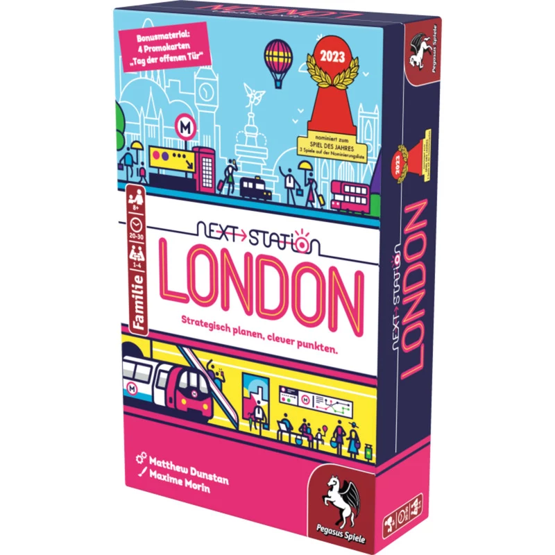 PEGASUS Next Station London – jogo de tabuleiro Flip-and-Write, 1–4 jogadores, a partir dos 8 anos