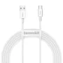 Cabo Baseus Superior Series USB-A para USB-C, carregamento rápido 66W, 2m, branco