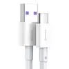Cabo Baseus Superior Series USB-A para USB-C, carregamento rápido 66W, 2m, branco