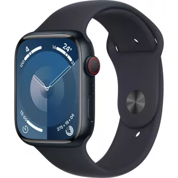 Apple Watch 9 GPS + Cellular 45mm, meia-noite, Sport Band M/L (MRMD3ET/A)