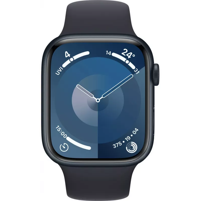 Apple Watch 9 GPS + Cellular 45mm, meia-noite, Sport Band M/L (MRMD3ET/A)