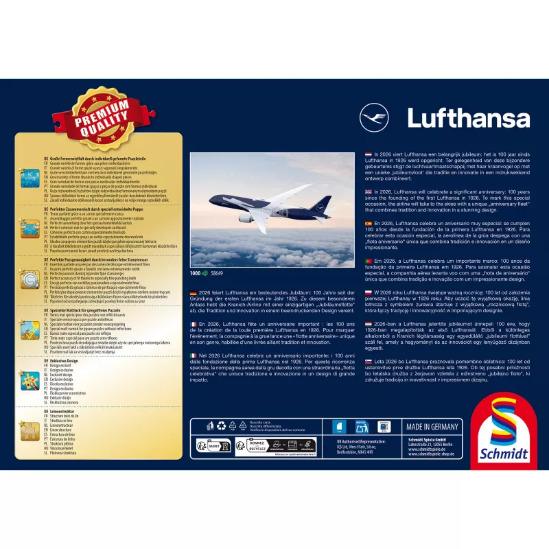 SCHMIDT SPIELE 100 anos Lufthansa Puzzle de 1000 peças