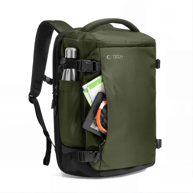 Mochila de cabine para portátil de viagem TECH-PROTECT DEFENDER S70 Ryanair e Wizz Air 24L 40x30x20 verde militar