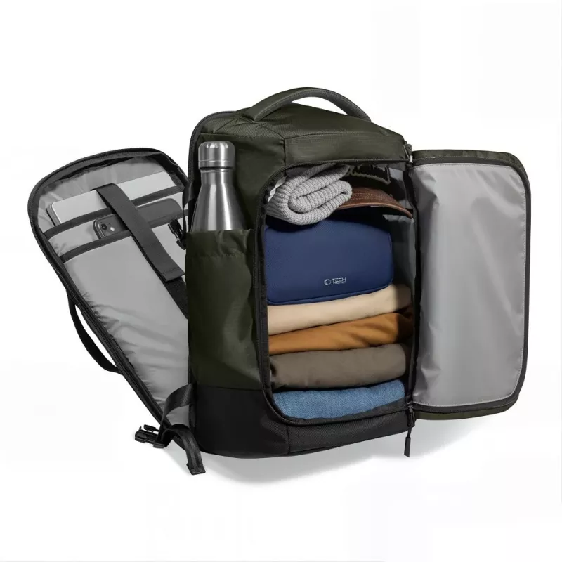Mochila de cabine para portátil de viagem TECH-PROTECT DEFENDER S70 Ryanair e Wizz Air 24L 40x30x20 verde militar