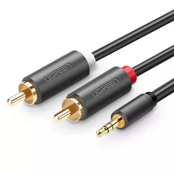 Cabo de áudio Ugreen 2x RCA para 3,5 mm 1,5 m Preto