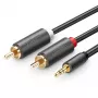Cabo de áudio Ugreen 2x RCA para 3,5 mm 1,5 m Preto