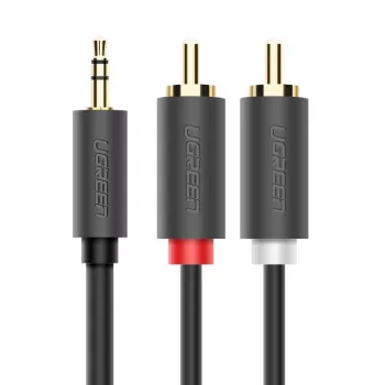 Cabo de áudio Ugreen 2x RCA para 3,5 mm 1,5 m Preto