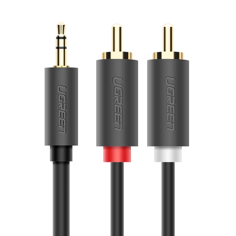 Cabo de áudio Ugreen 2x RCA para 3,5 mm 1,5 m Preto