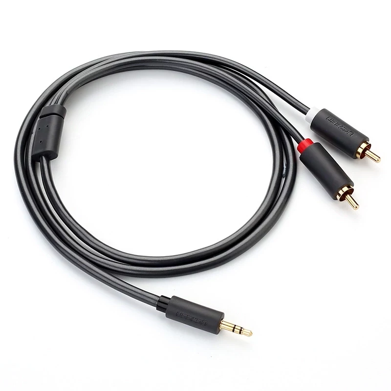 Cabo de áudio Ugreen 2x RCA para 3,5 mm 1,5 m Preto