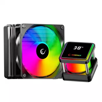 Rampage INFINITE V120 ARGB Refrigeração líquida para CPU de 120 mm com indicador de temperatura, Preto